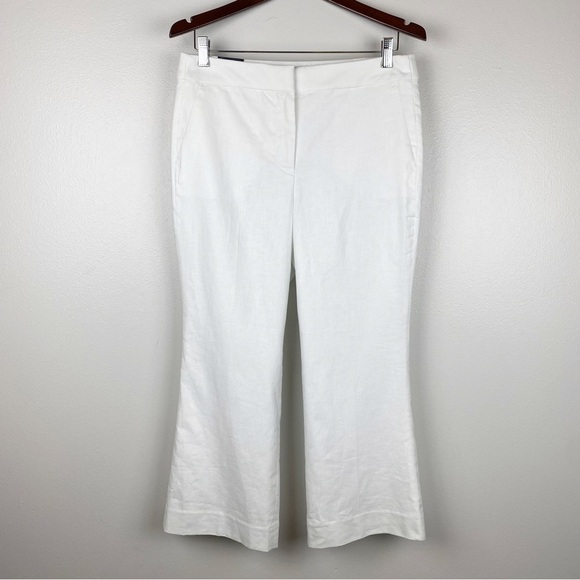 J. Crew Petite Kelsey Flare Pants Linen Blend Cropped White Size 10P NWT - Picture 3 of 9